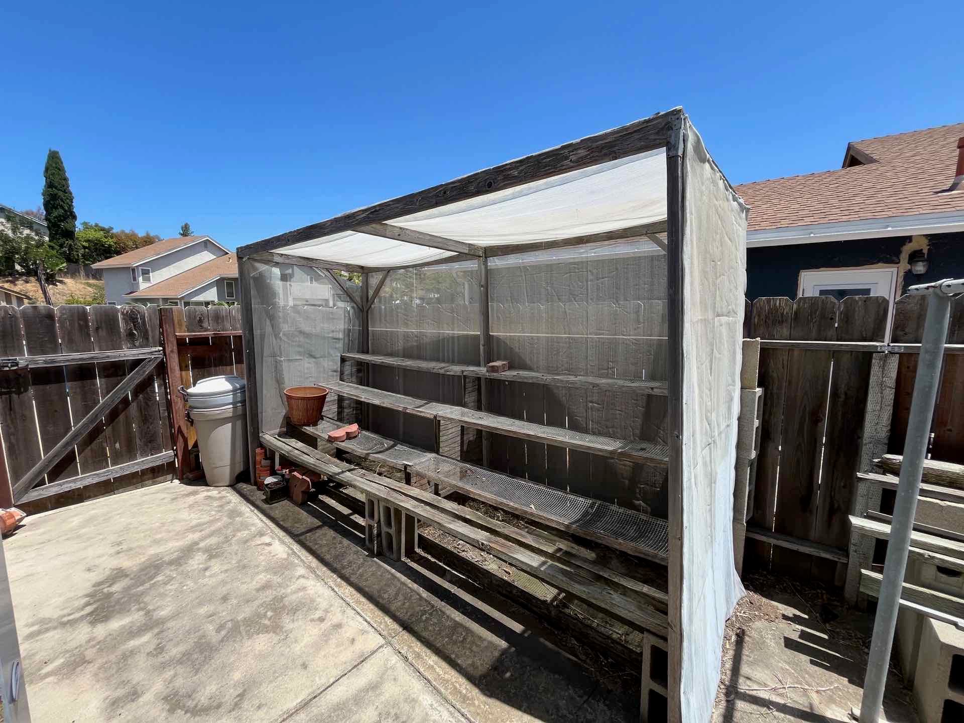 Old backyard gazebo structure scheduled for JunkMD+ deck demolition and removal in San Diego